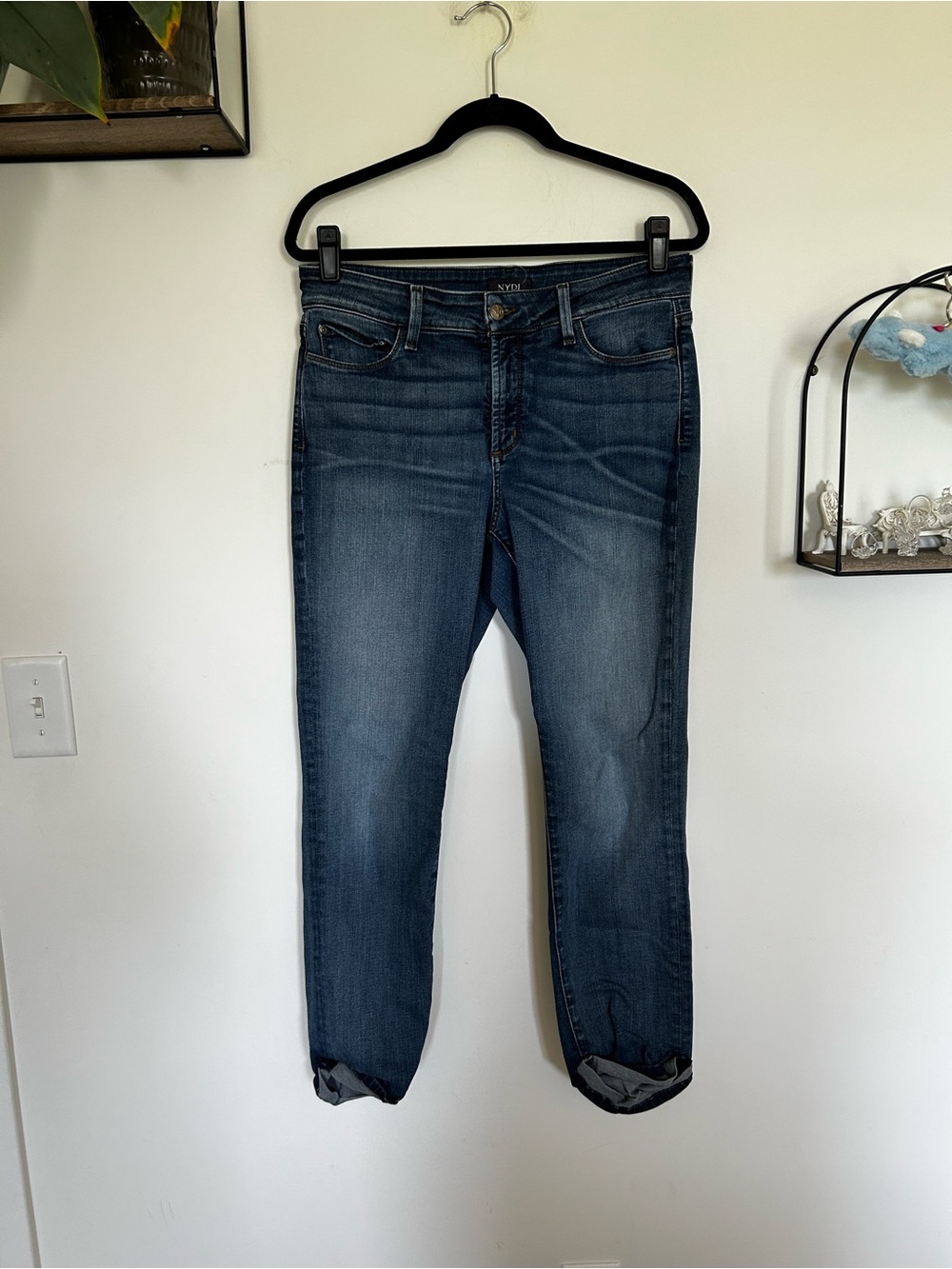 NYDJ Jessica Relaxed Boyfriend Lift‎ & Tuck Technology Denim Blue Jeans Size 8